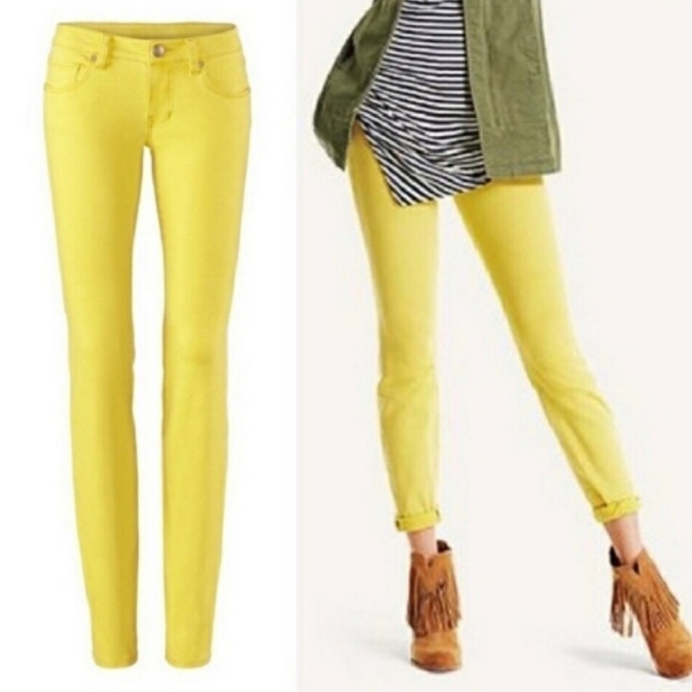 CAbi Jeans Curvy Skinny Citron Yellow Jeans sz 6